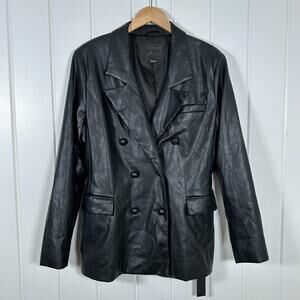 Blank NYC Jacket Womens Large Black Faux Leather Long Double Breasted L21103